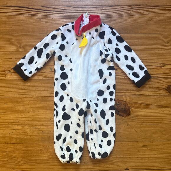 Disney 101 Dalmatians white black spotted dog red collar costume SIZE 12-18M - Picture 1 of 6